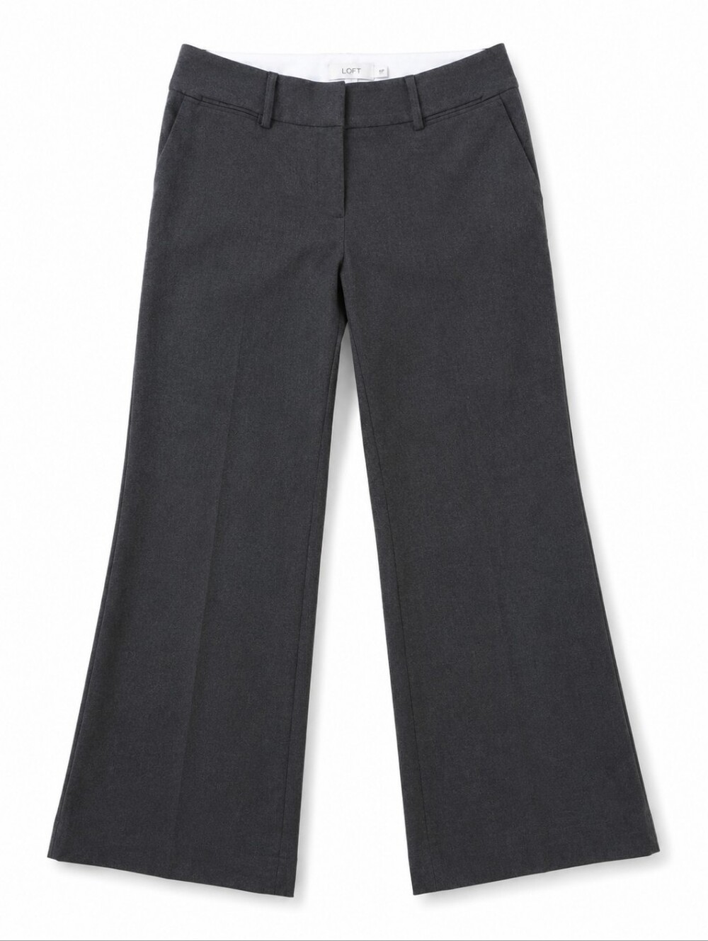 LOFT Petites Julie Curvy Trouser Pants Charcoal Stretch Bootcut 6P